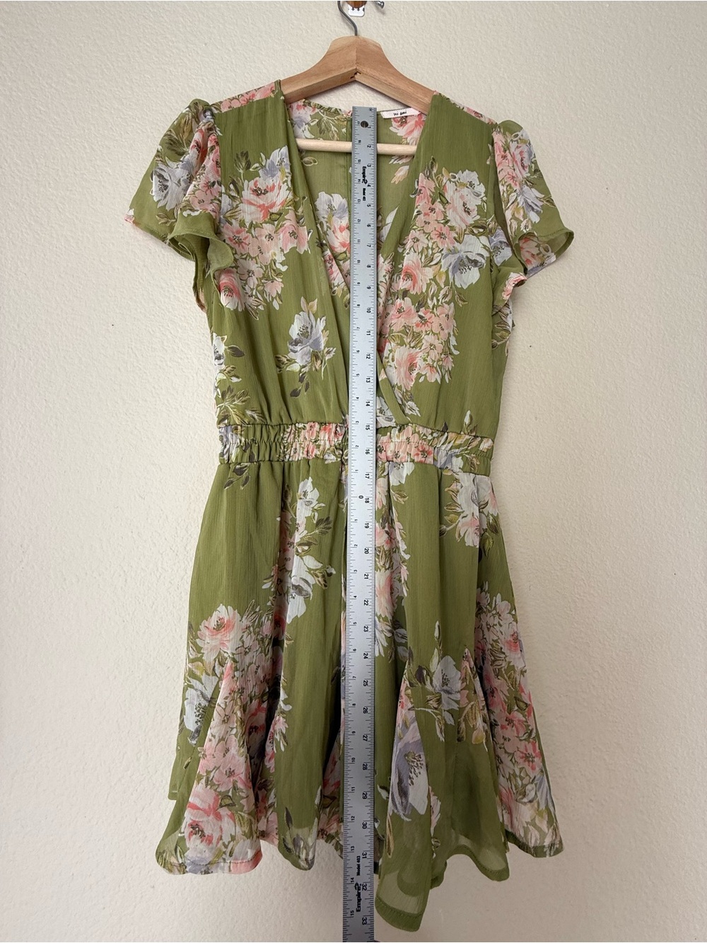 miami Olive Green Floral Wrap Mini Dress - Picture 7 of 10